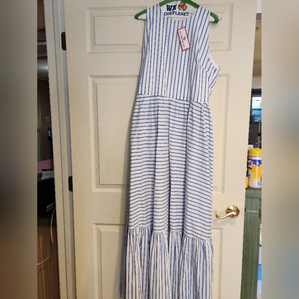 Ck bradley blue and white striped dress